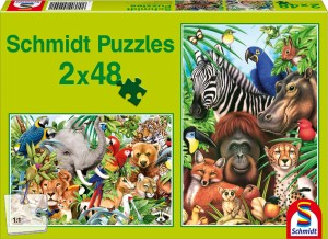 Dschungelwelt - 2x48 Teile Puzzle-Set - Schmidt Spiele
