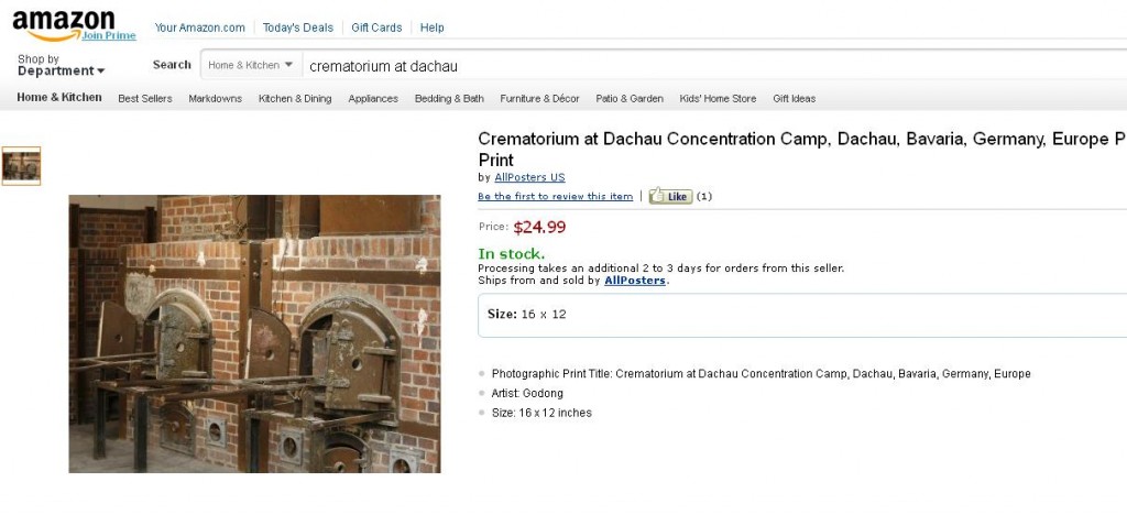 Krematorium Dachau als Poster bei Amazon Amerika